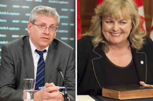 NDP MP Charlie Angus, left, asked about data, information, privacy breaches in government departments, institutions, and agencies. Canada Revenue Agency Minister Kerry-Lynne Findlay, right, responded.  THE HILL TIMES PHOTOGRAPHS BY JAKE WRIGHT
