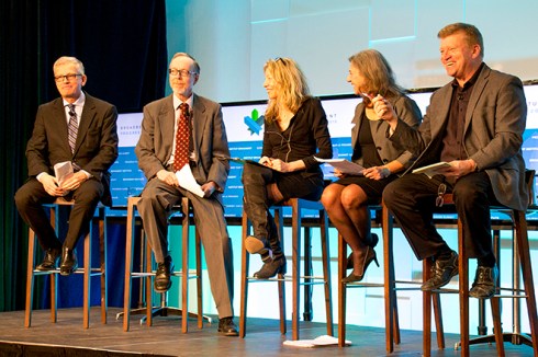 The great debate: Monte Solberg, Philip Cross, Linda McQuaig, Armine Yalnizyan and Tom Clark debate balanced budgets at the Broadbent Institute's Progress Summit. THE HILL TIMES PHOTOGRAPH BY BY BEA VONGDOUANGCHANH